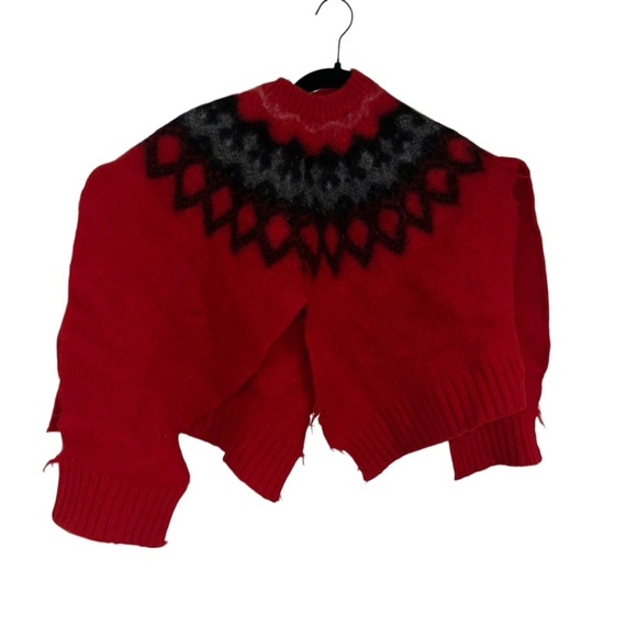 Izod red 100% Shetland wool poncho sweater medium m - Picture 1 of 7